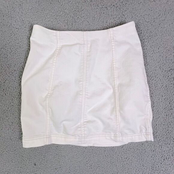 FREE PEOPLE WOMENS MINI SKIRT WHITE SIZE 2 - Picture 1 of 7